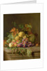A Still Life of Melons, Grapes and Peaches on a Ledge by Jakob Bogdani or Bogdany