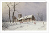 Winter Scene with Figures on a Path near a Church by Nils Hans Christiansen