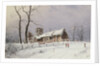 Winter Scene with Figures on a Path near a Church by Nils Hans Christiansen