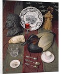 Collection of objects, including a commemorative cup and saucer of the Declaration of Independence, 1776 by American School