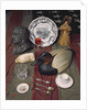 Collection of objects, including a commemorative cup and saucer of the Declaration of Independence, 1776 by American School