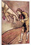 Original watercolour illustration for 'Gulliver's Travels' by Swift, Gulliver in Brobdingnag, 1909 by Arthur Rackham