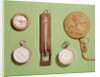 Scott's compass, thermometer, sundial, barometer and altitude scale used on Antarctic expedition, 1910-12 by Anonymous