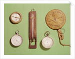Scott's compass, thermometer, sundial, barometer and altitude scale used on Antarctic expedition, 1910-12 by Anonymous
