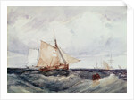 A Cutter and other Ships in a Strong Breeze by Richard Parkes Bonington