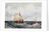 A Cutter and other Ships in a Strong Breeze by Richard Parkes Bonington