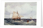 A Cutter and other Ships in a Strong Breeze by Richard Parkes Bonington