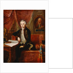 Portrait of Samuel Teleki with an oval portrait of Samuel Bruchental in the background by Janos Marton Stock