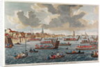 View of Gravesend with troops crossing the Thames to Tilbury Fort by English School