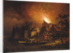 Villagers Struggling to put out a Cottage Fire by Adriaen Lievensz van der Poel