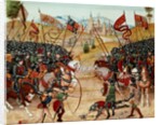 Fr 2643 f.312v Battle of Najera, 1367, from Froissart's Chronicle by French School