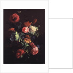 Poppies, Roses, Lilies, Daisies, a Convolvulus and Other Flowers in a Glass Bowl on a Ledge, with a Cabbage White Butterfly Above by Elias van den Broeck