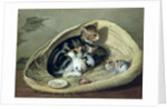 Cat with Her Kittens in a Basket by Samuel de Wilde