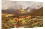 A Highland Drove at Strathfillan, Perthshire by Louis Bosworth Hurt