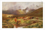 A Highland Drove at Strathfillan, Perthshire by Louis Bosworth Hurt