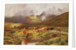 A Highland Drove at Strathfillan, Perthshire by Louis Bosworth Hurt