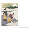 Salt Maidens on the Tago-no-ura Beach with Mt. Fuji Behind by Suzuki Harunobu