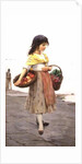Young Girl Selling Fruits and Vegetables by Eugen von Blaas
