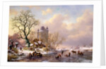 Winter Landscape with a Castle by Frederick Marianus Kruseman
