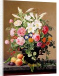 Still Life with Flowers and Fruit by V. Hoier