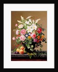 Still Life with Flowers and Fruit by V. Hoier