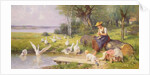 Mother and Child with Geese by Adolf Ernst Meissner