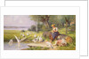 Mother and Child with Geese by Adolf Ernst Meissner