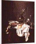 Still Life of Ham and Silver Plate by Willem Claesz. Heda