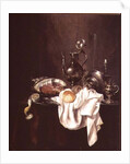 Still Life of Ham and Silver Plate by Willem Claesz. Heda