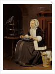 Young Girl at Work by Gabriel Metsu