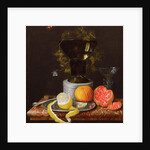 A Still Life with a Glass and Fruit on a Ledge by Wilhelm Ernst Wunder