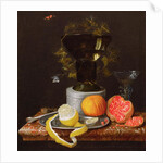 A Still Life with a Glass and Fruit on a Ledge by Wilhelm Ernst Wunder