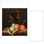 A Still Life with a Glass and Fruit on a Ledge by Wilhelm Ernst Wunder