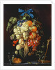 Bouquet of Fruit with Eucharistic Symbols on a Ledge Below by Cornelis de Heem