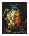 Bouquet of Fruit with Eucharistic Symbols on a Ledge Below by Cornelis de Heem