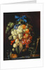 Bouquet of Fruit with Eucharistic Symbols on a Ledge Below by Cornelis de Heem