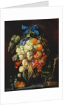 Bouquet of Fruit with Eucharistic Symbols on a Ledge Below by Cornelis de Heem