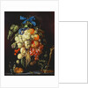 Bouquet of Fruit with Eucharistic Symbols on a Ledge Below by Cornelis de Heem