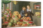 Man and Woman Before a Table Laid with Fruits and Vegetables by Georg Flegel