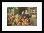 Man and Woman Before a Table Laid with Fruits and Vegetables by Georg Flegel