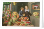 Man and Woman Before a Table Laid with Fruits and Vegetables by Georg Flegel