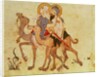 Ms Ar 3929 f.122, Farewells of Abu-Zayd and Al-Harith before the return to Mecca by Persian School