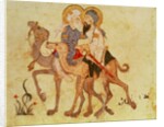 Ms Ar 3929 f.122, Farewells of Abu-Zayd and Al-Harith before the return to Mecca by Persian School