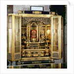 Butsudan shrine from a Daimyo's palace at Kyoto, contains a representation of a temple with graduated pagoda roof by School Japanese