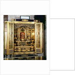 Butsudan shrine from a Daimyo's palace at Kyoto, contains a representation of a temple with graduated pagoda roof by School Japanese