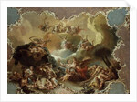 Modello for a ceiling decoration depicting Ceres with the fruits of the earth with Time overcoming Envy and Flora offering Flowers to Apollo by Martin Knoller