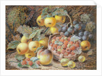 Still Life of Apples, Grapes, Raspberries, Gooseberries and Peach by Oliver Clare
