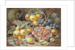 Still Life of Apples, Grapes, Raspberries, Gooseberries and Peach by Oliver Clare