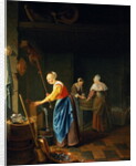 A Kitchen Scene with a Maid Drawing Water from a Well by Pieter van Slingelandt