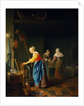 A Kitchen Scene with a Maid Drawing Water from a Well by Pieter van Slingelandt